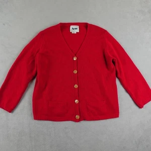 Acne Sweater Womens Medium Red Cashmere Cardigan V Neck Button Front AW08 - Picture 1 of 23