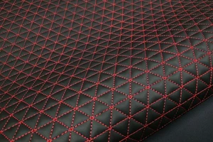 Kunstleder Gesteppt DREIECK DESIGN Schwarz - Rot / Polsterstoff Autostoff - Bild 1 von 4