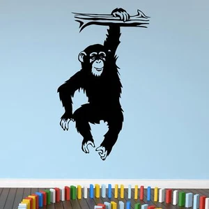 Mono colgante de rama chimpancé mono animal pegatina de pared calcomanía transferencia vinilo Reino Unido - Imagen 1 de 36