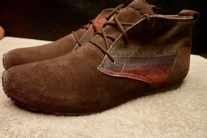 EDDIE BAUER Brown Suede Transition Chukka Boot Moc Tapestry Design Women's 10 M  - Picture 1 of 22