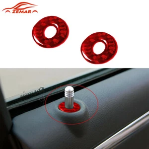 2Pcs Red Carbon Fiber Rear Door Lock Pins Cover Trim For Chrysler 300 2005-2007 - Imagen 1 de 9