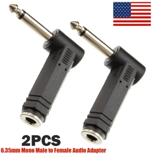 2PCS Adattatore Audio Angolo Retto 1/4" (6.35mm) TS Mono Maschio a 1/4" Mono Femmina - Foto 1 di 5