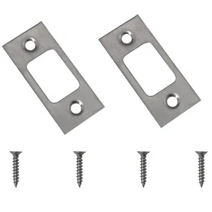 2pcs Deadbolt Strike Plate Door Backplate Stainless Steel Satin Brushed Nicke... - Picture 1 of 5