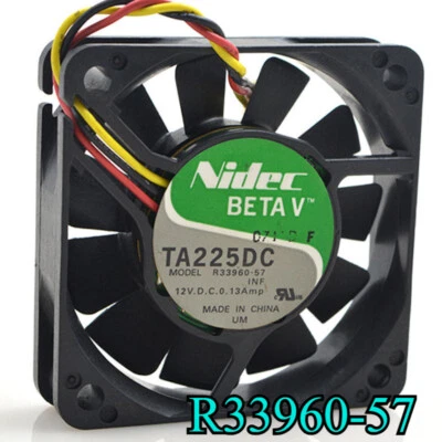 Nidec R33960-57 DC12V 0.13A 6CM 60*60*15mm 3pin Double Ball Bearing Cooling Fan - Image 1 of 2