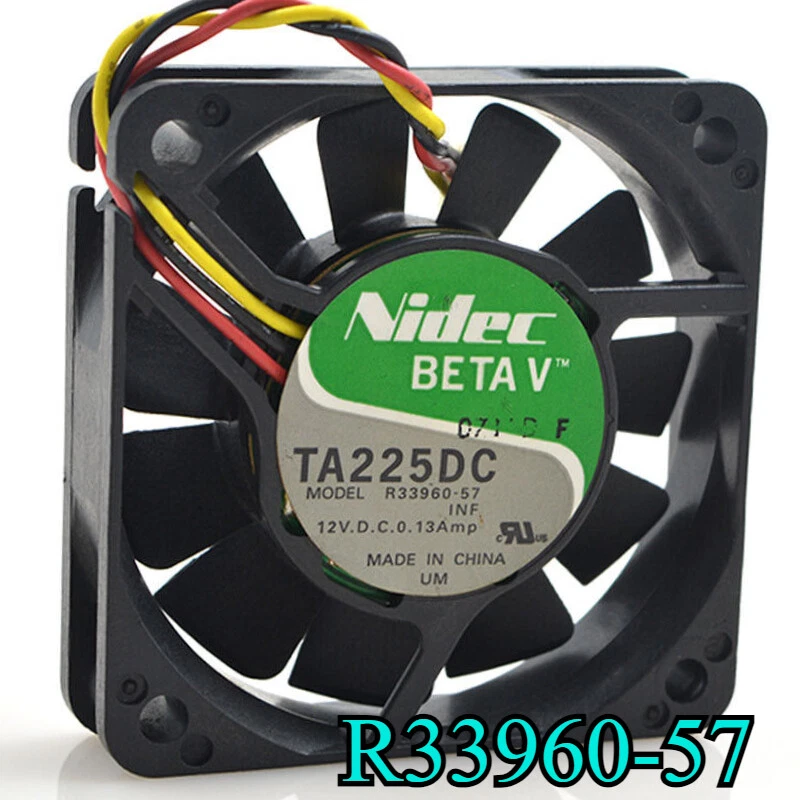 Nidec R33960-57 DC12V 0.13A 6CM 60*60*15mm 3pin Double Ball Bearing Cooling Fan - Image 1 of 2