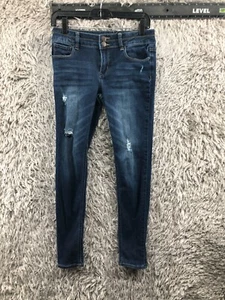 SO Jeans Skinny Size 16 Girls Dark Wash Black Adjustable Waist - Picture 1 of 16
