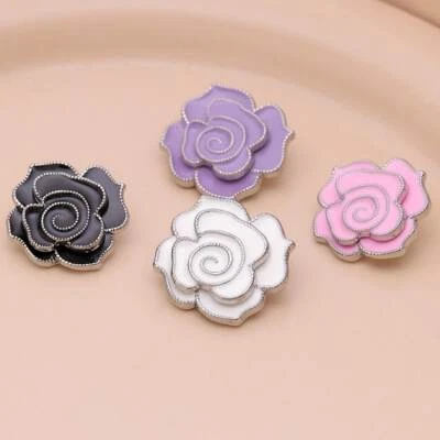 6 Pcs 3D Flowers Metal Shank Buttons Sewing Metal Button for Trench Coat Jacket - Image 1 of 4
