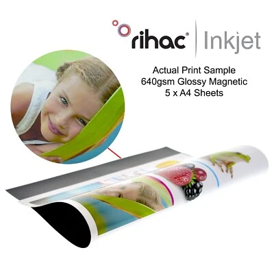 Rihac A4 Magnetic Gloss White Inkjet Photo Paper 5 Sheets magnet paper 640gsm - Image 1 of 4