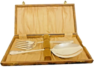 Servidores de frutas o ensaladas ingleses Art Deco plateados - En estuche - Imagen 1 de 2