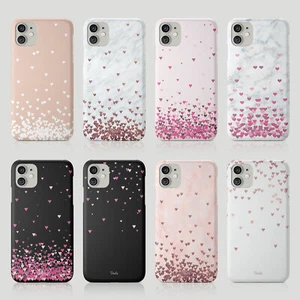 Tirita Phone Case for iPhone 16 15 14 13 12 11 X XR Floating Hearts Marble Gold - Picture 1 of 18
