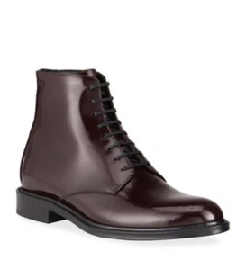 NIB Saint Laurent ‘Army’ Burgundy Red Shiny Leather Boots Size 39EU/6US $1195.00 - Bild 1 von 24