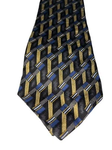 Louis Roth Mens Formal Neck Tie Black Blue Gold 57 - Picture 1 of 7
