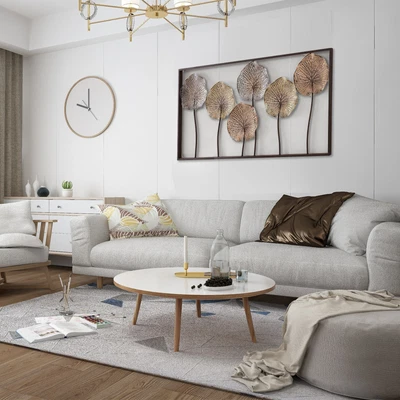 100cm 3D Metal Wall Art Modern Leaf Hanging Wall Sculpture Gold Home Decor - Image 1 of 4