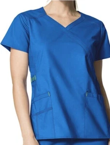 Wonder wink Scrub Top Women's XS Royal Blue Charity V Neck Stretch 6308 WW NWT - Picture 1 of 6