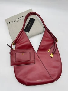 Donna Karan NY Baldwin leather small shoulder bag + pouch CLARET WINE- 2 PC set - Picture 1 of 10