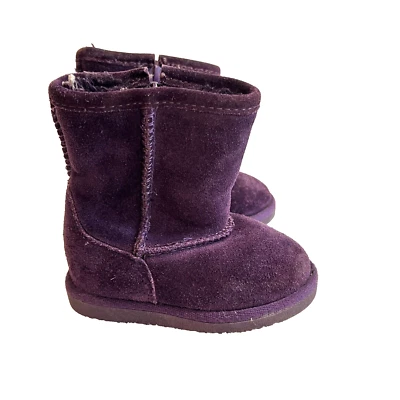 Nordstrom Rack Púrpura Niño Niña Gamuza Botas 5 Invierno Bebé Exterior Piel de Oveja Foto 1 de 4