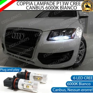 COPPIA LAMPADE POSIZIONE P13W 6 LED CREE DRL 6000K AUDI Q5 CANBUS NO AVARIA - Foto 1 di 8