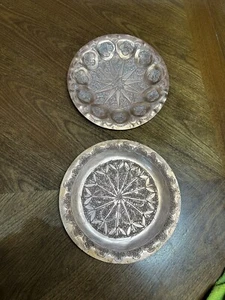 Antik Vintage 2er Set Kupferplatte Paar mit Gravur aus nahöstlichem Kupfer - Bild 1 von 7