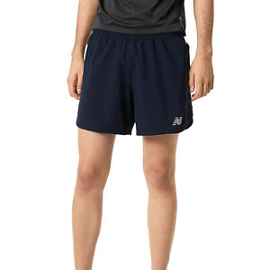 New Balance Graphic Impact Mens 5" Running Fitness Shorts Navy Blue/Orange Sz L