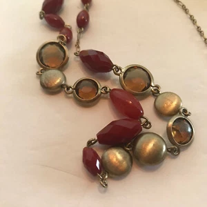 Talbots rot und goldfarbene Lünette Stil und Perlenkette - Bild 1 von 6