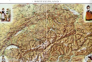 Szwajcaria Switzerland XXL druk artystyczny / mapa 1908 Tradycyjne stroje ludowe Kümmerly Frey Berno - Zdjęcie 1 z 9