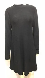 Vestido J Jill M Negro Manga Larga Hasta la Rodilla Mezcla Algodón - Imagen 1 de 5