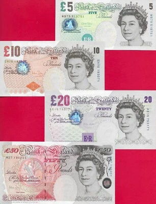 Great Britain £5 £10 £20 £50 1994-02 set of 4 Uncirculated - Image 1 of 2