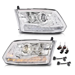 LED DRL Projector Headlights w/ Harness Fit For 09-18 Ram 1500 2500 3500 Chrome - Picture 1 of 12