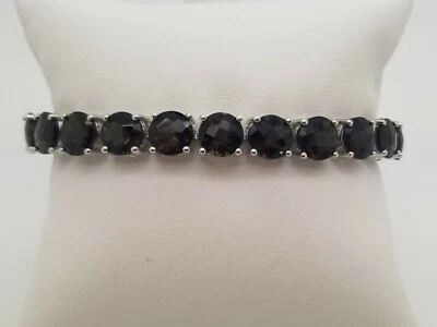 PULSERA DE CUARZO AHUMADO PLATA ESTERLINA ~ HERMOSA Foto 1 de 4