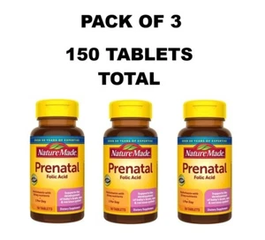 Nature Made PRENATAL Folic Acid 150 TOTAL Exp. September 2025 (Pack of 3) - Picture 1 of 1
