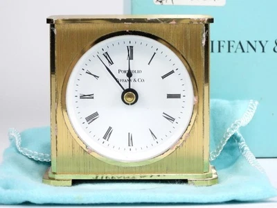 Tiffany Table Clock Vintage Brass Quartz Desk Clock Germany Hechinger Design - Image 1 of 4