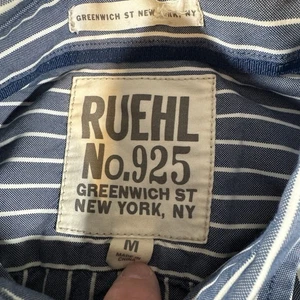 Ruehl No 925 Men's Button Down Long Sleeve Shirt Blue White Cotton, Medium - Picture 1 of 6