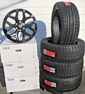 20" NEW Cadillac Escalade Factory Style 4 Matte Black Wheels 5668 With Tires - Image 1 of 4