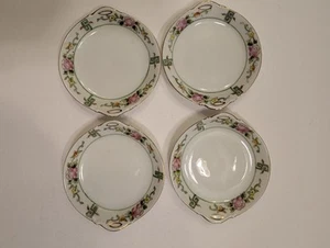 VTG Set Of 4 Nippon Hand Painted Butter Pats Salt Dishes Gold Trim Floral - Picture 1 of 8
