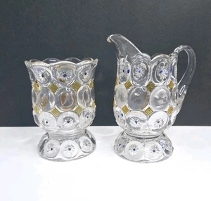 Antique EAPG Jeweled Imperial Moon And Stars Pitcher And Spooner Rare Glass - Picture 1 of 23