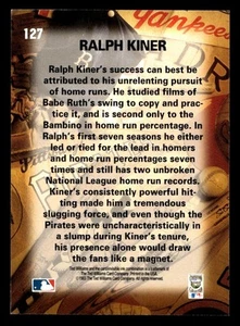 1993 Ted Williams Baseball #127 Ralph Kiner Pittsburgh Pirates - Picture 1 of 2
