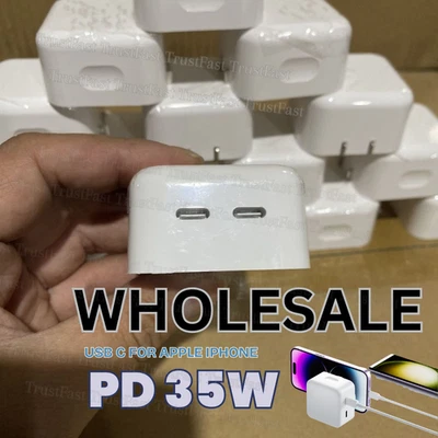 Lote Adaptador de Corriente Compacto 35W Doble USB-C Cargador Rápido PD para iPhone iPad MacBook Foto 1 de 4