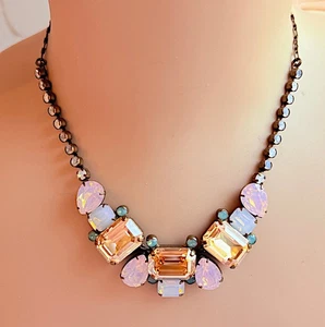  New Sorrelli Emerald & Pear-Cut Crystal Statement Tennis Necklace - Picture 1 of 8