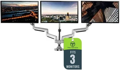 TechOrbits Soporte de Escritorio Universal para Monitor Triple, Se Adapta a Pantallas de Computadora de 13-30" Foto 1 de 4