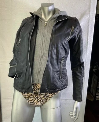 Куртка YMI искусственная многослойная на двойной молнии с нечетким капюшоном - Изображение 1 из 4