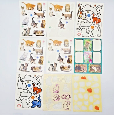 Vintage Hallmark Ambassador Cat Stickers 9 Sheets Kitty Themed Over 80 Stickers - Image 1 of 4