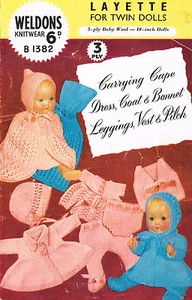 Dolls clothes knitting pattern. Layette for 10" Baby doll. (V Doll 100) - Picture 1 of 1