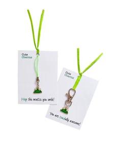 Urocze charmsy! ŻABA zapięcie/telefon charm. Różne slogany. Well done itp! - Zdjęcie 1 z 21