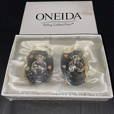 Vtg Oneida Baby Collection Silver Plated First Curl & Tooth Keepsake Box Teddy • 13£