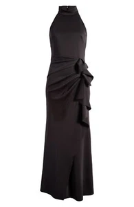 Xscape Ruffle Tech Stretch Scuba Dress Sz 10 Black $268 - Picture 1 of 2