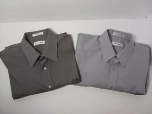 Lot Of 2 Pierre Cardin Long Sleeve Button Down Shirts Mens Size 16.5 Gray - Picture 1 of 16