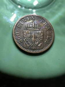 1867 A Prussia 1 Pfennig Error Die crack Both Sides - Picture 1 of 4