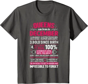 Queens Are Born in December Birthday Gift Youth Unisex T-shirt - Picture 1 of 6