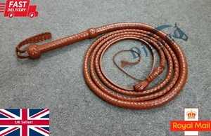 Látigo de cuero de vaca de grano superior genuino de 10 pies 8 trenzas Indiana Jones Bullwhip - Imagen 1 de 5