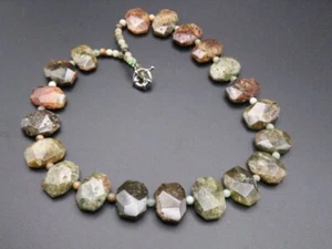 GOLDJUNGE69 GJH * DESIGN DAMEN EDELSTEIN HALSKETTE  GRÜN-OPAL & TOLL NEU - Bild 1 von 2